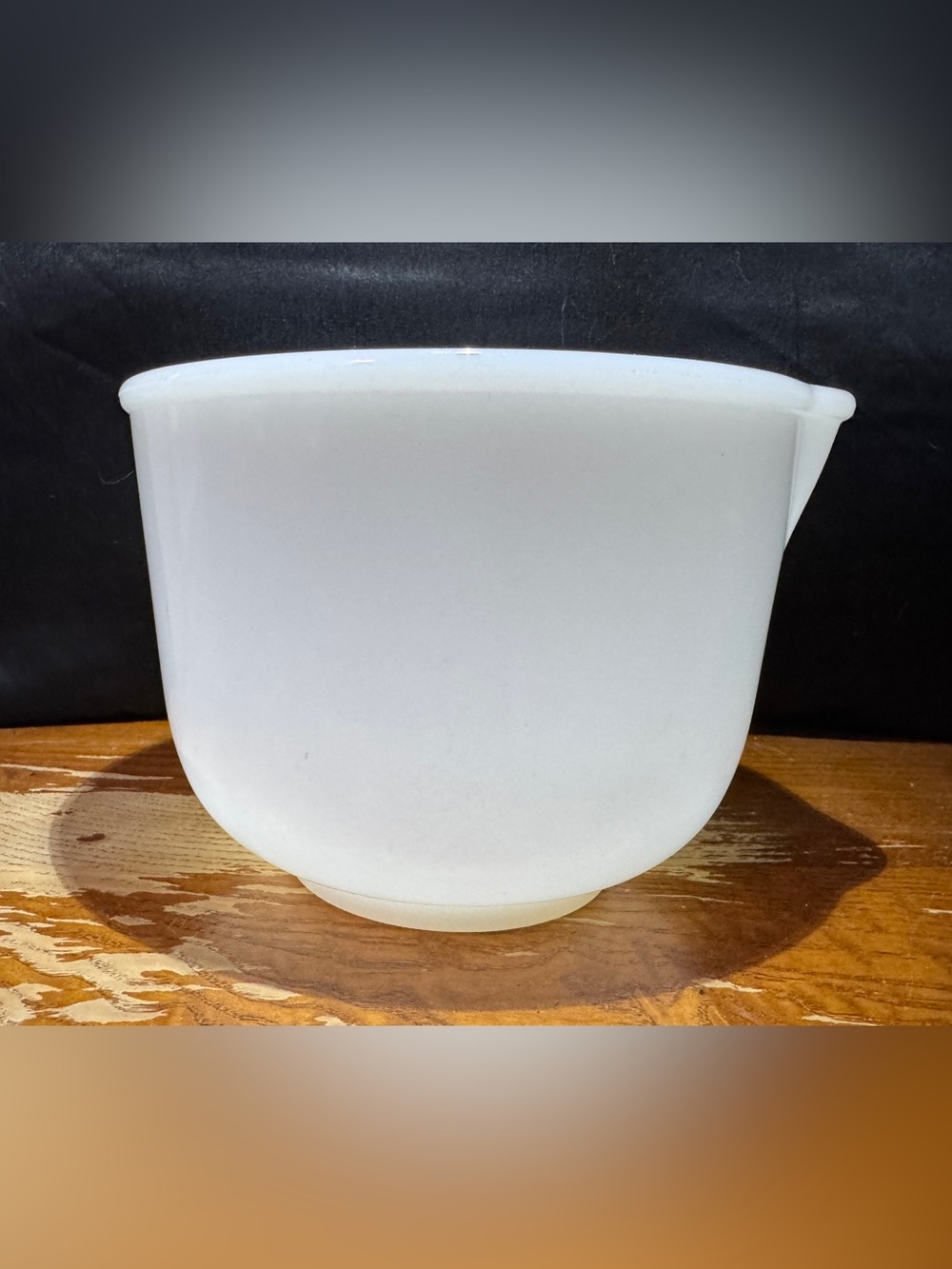 Vintage Glasbake Milk Glass Bowl with Subtle Pour Spout